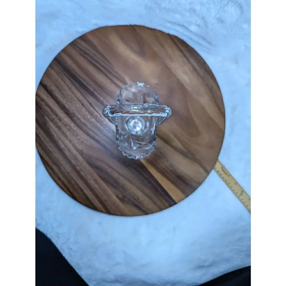 Vintage L E Smith Pressed Glass Basket with Scalloped Edges Circa 1940s